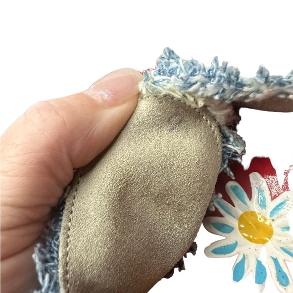 RARE Dr. Scholl’s Handpainted Mallys Denim Wooden Sole Slip-in Sandals - Picture 8 of 8